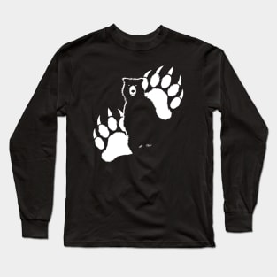 Grizzly bear silhouette and paws Long Sleeve T-Shirt